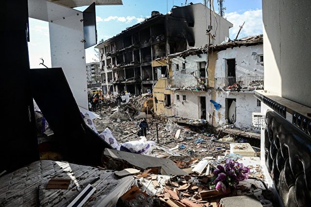 Zerstörte Häuser in der Kurdenmetropole Diyarbakir am 14. Januar 2016.