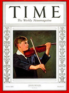 Der junge Geiger Menuhin auf dem TIME MAGAZINE am 22. Februar 1932.