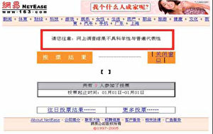 Nur noch die wunderschöne Umfrage-Frage, aber keine Wahlmöglichkeit mehr und schon gar kein Ergebnis: NetEase-Seite nach dem GAU. (