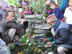 Filmaufnahmen beim Ablauf eines Opferrituals während des Wadhanmi-Festes in Chintang. Auch solche Filmaufnahmen helfen, eine bedrohte Sprache und die mit ihr verbundene Kultur zu dokumentieren.