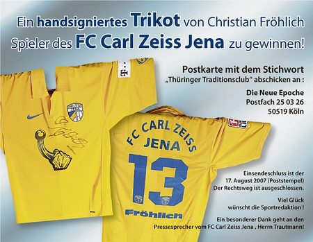 Gewinnen Sie ein handsigniertes Trikot des FC Carl Zeiss Jena