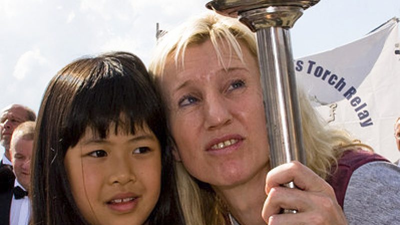 Fackellauf gegen Olympia 2008 in Peking in Berlin angekommen