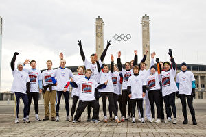 Start des „Olympic Freedom Run“ in Berlin. (
