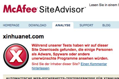 Xinhua-Net ist eine unsichere Webseite