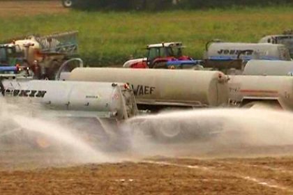 European Farmers Spill Milk in Protest