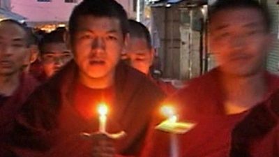 Tibetan Exiles Hold Vigil in Dharamsala, India