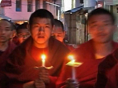 Tibetan Exiles Hold Vigil in Dharamsala, India
