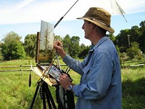 Der Künstler bei der Arbeit. James Gurney ist nicht nur durch seine Malereien gefragt, sondern zählt auch zu den derzeit bedeutensten realistisch arbeitenden amerikanischen Landschaftsmalern.
