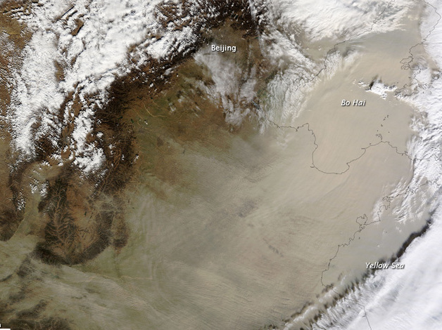 Sandsturm über östlichem China
