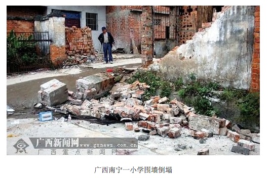 Drei Schulkinder in China unter Schulwand begraben