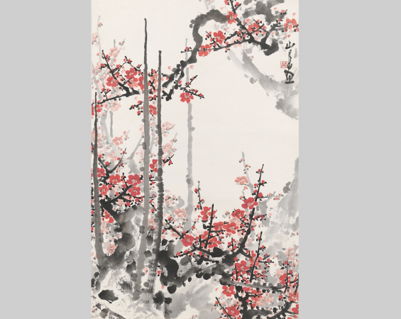 Guan Shanyue, chinesisch, 1912-2000, „Der Vorbote des Frühlings", 1980. Tinte und Pigment auf Papier. 93,9 x 60,5 cm. (Mit freundlicher Genehmigung der National Gallery of Victoria)
