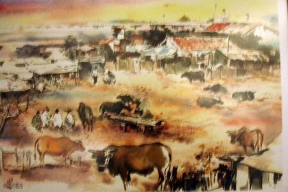 Bilderbogen Taiwan – Aquarelle im Treppenhaus eines Rathauses