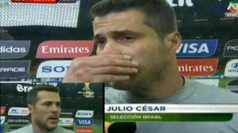 Brasiliens Torwart Julio César weint nach 7:1 Niederlage gegen Deutschland (VIDEO)