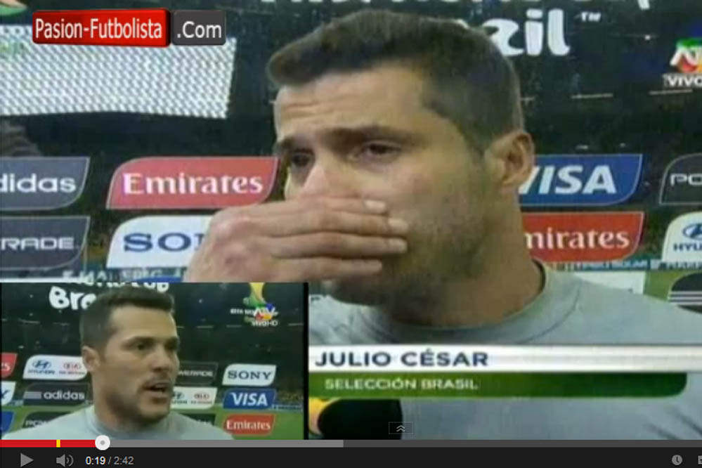 Brasiliens Torwart Julio César weint nach 7:1 Niederlage gegen Deutschland (VIDEO)
