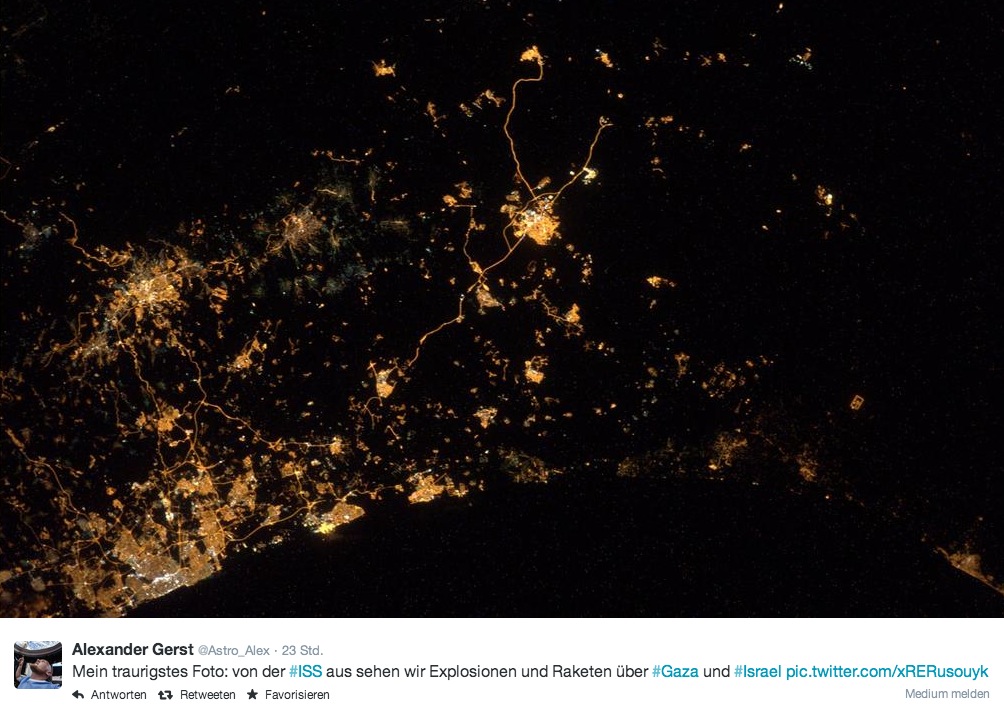 ISS: Astronaut twittert Weltraumfoto vom Krieg in Gaza und Israel