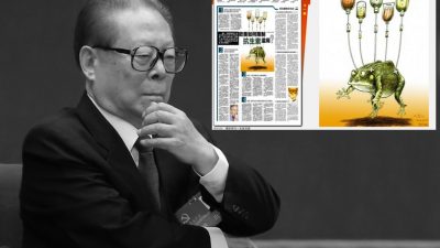 China: Kröten-Karikatur verspottet den ehemaligen chinesischen Regime-Führer Jiang Zemin