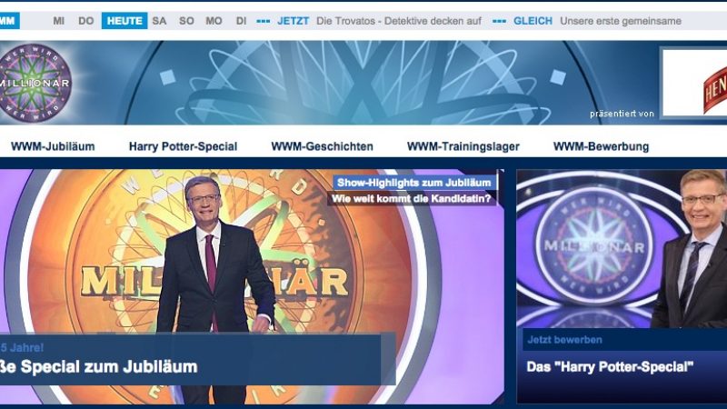 Live-Stream Heute 15 Jahre „Wer wird Millionär?“: Günther Jauchs Kult-Quiz wird 15, Erstausstrahlung Heute auf RTL