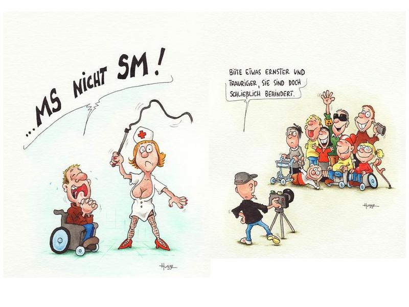 Multiple Sklerose mit schwarzem Humor: Karikaturen von Phil Hubbe in Uni Dresden