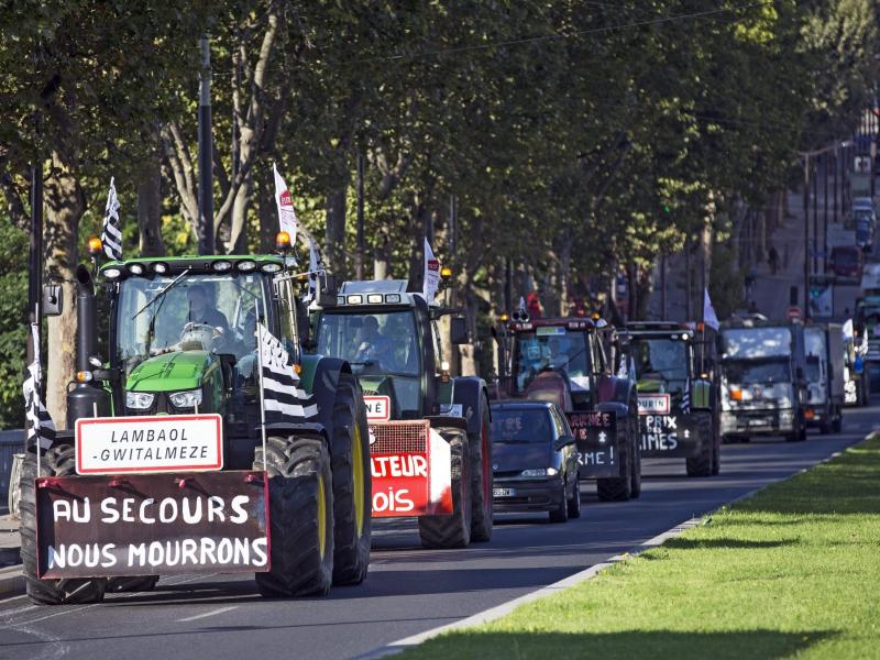 Protest-Kolonnen französischer Bauern rollen nach Paris