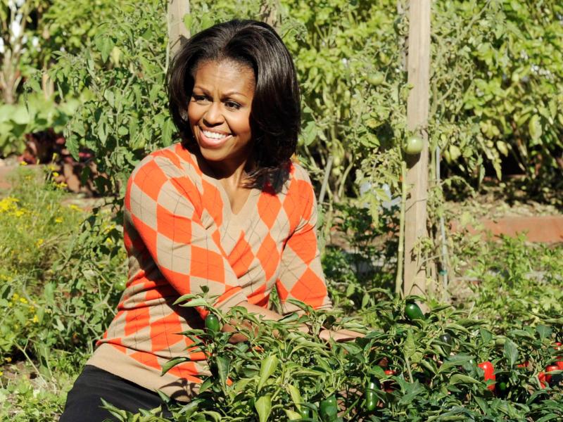 Michelle Obama zeigt Königin Letizia ihren Gemüsegarten
