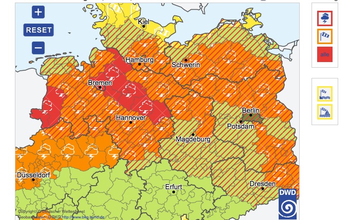 Achtung Unwetter! Warnung in Rot und Orange für diese Orte!