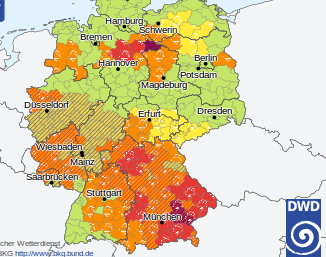 Wetterwarnungen der höchsten Stufe: Bayern, Niedersachsen, Sachsen-Anhalt