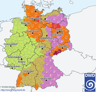 Warnung vor Unwetter in Ostdeutschland – insbesondere Sachsen