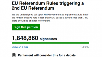 Über 1,8 Million Briten wollen zweites Brexit-Referendum