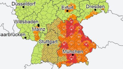 Alarmstufe Rot in 26 Kreisen: Unwetterwarnung vor Starkregen und Hagel