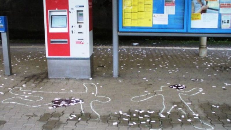 Symbolisierte Leichen-Umrisse auf sächsischen Bahnhöfen entdeckt