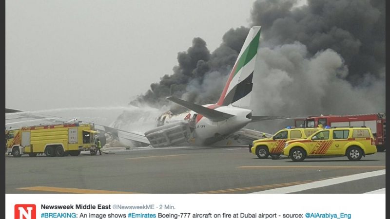Dubai: Emirates Boeing 777 bei Landung verunglückt – Alle Menschen in Sicherheit