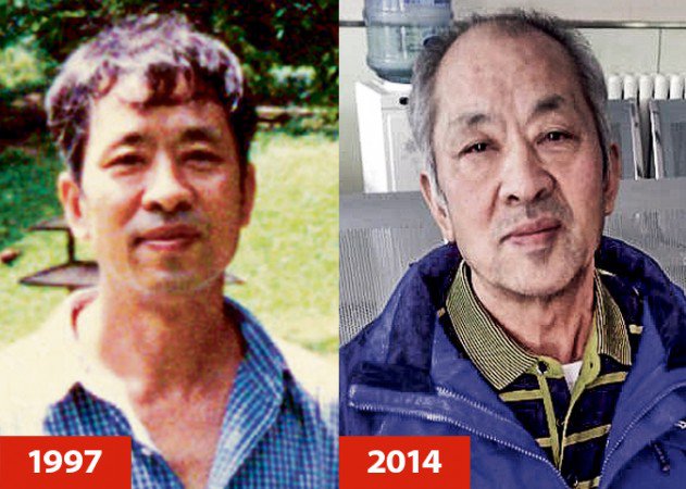 Wang Zhiwen im Jahr 1997 und nach 15 Jahren Gefängnis und Folter. Seine optimistische Lebenseinstellung gab er trotzdem nie auf. Foto: Privat