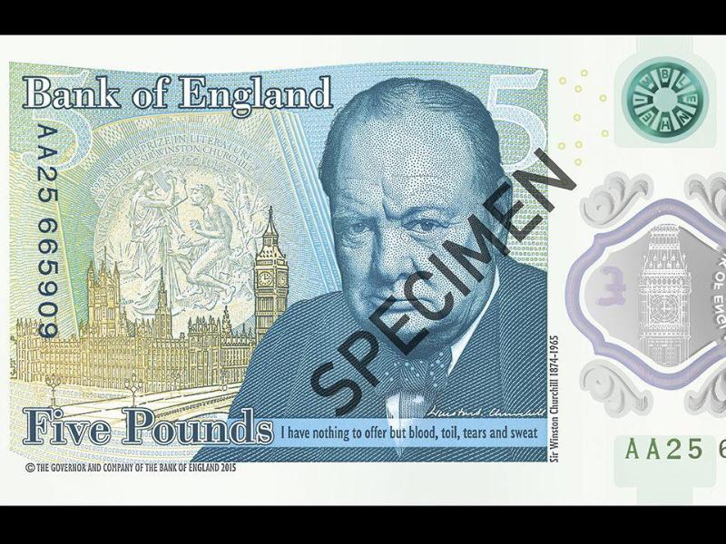 Neue Fünf-Pfund-Note in Großbritannien mit Churchill