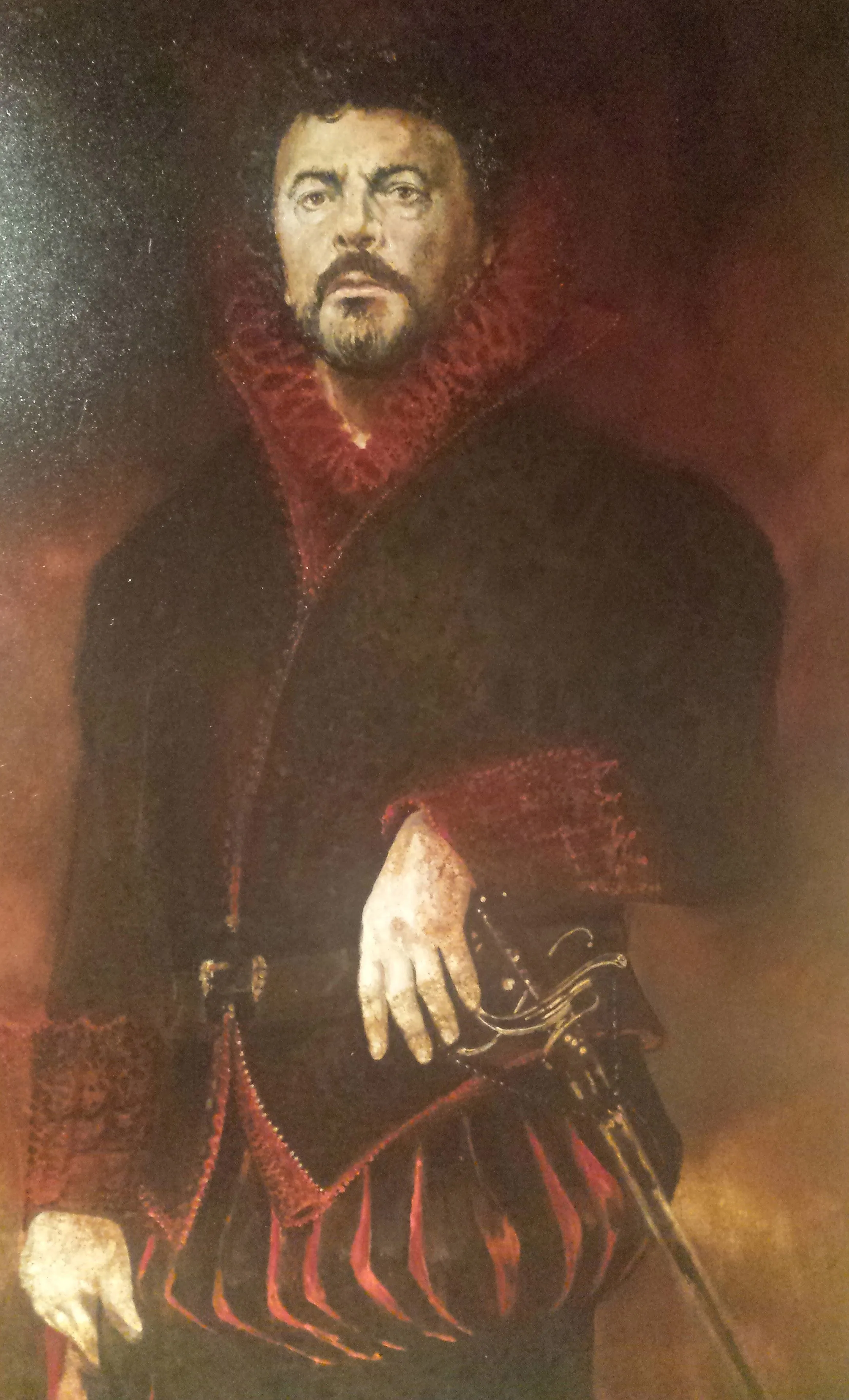 Gemälde: Bernd Weikl als „Figaro“ bei seinem Debüt an der Wiener Staatsoper im Jahr 1972 im „Barbiere di Siviglia“ von Gioachino Rossini.