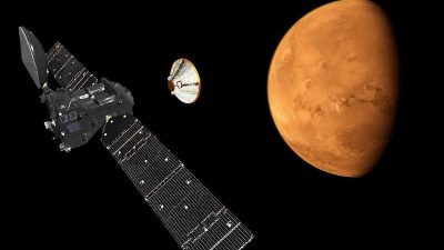 Landegerät „Schiaparelli“ steht vor Landung auf dem Mars