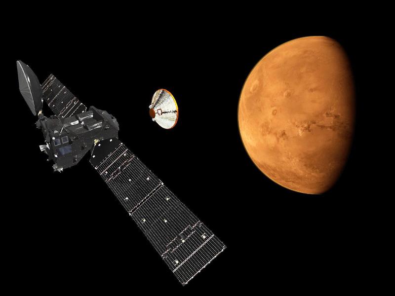 Landegerät „Schiaparelli“ steht vor Landung auf dem Mars