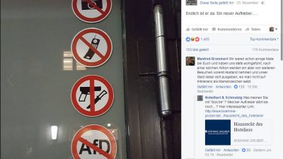 Kreuzberger Sterne-Restaurant zeigt „AfD-Verbots-Schild“ auf Facebook