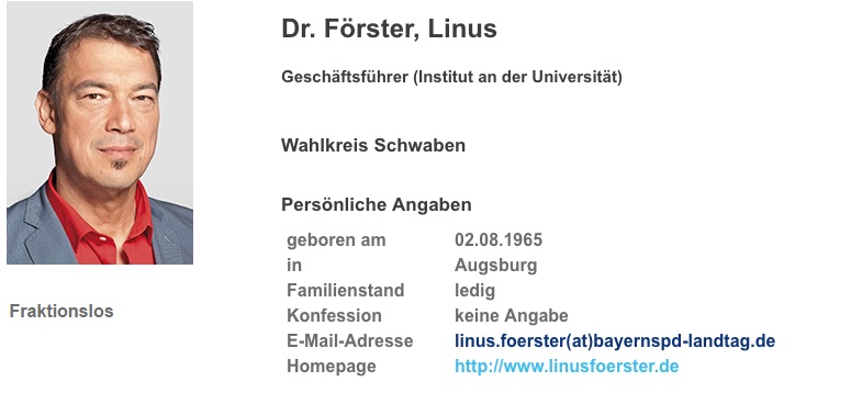 Linus Förster. Foto: Screenshot/www.bayern.landtag