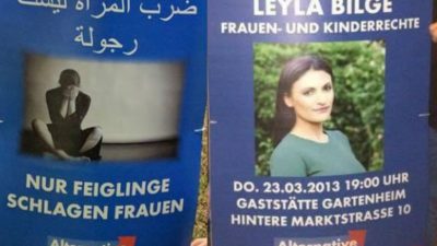 Nürnberg: „Nur Feiglinge schlagen Frauen“ – Vandalen zerstören Plakate von AfD-Veranstaltung mit Leyla Bilge