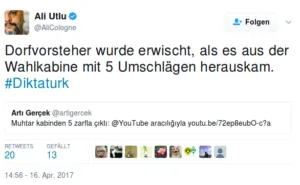 Referendum Türkei: Screenshot/Twitter, 16. April 2017, 15:20