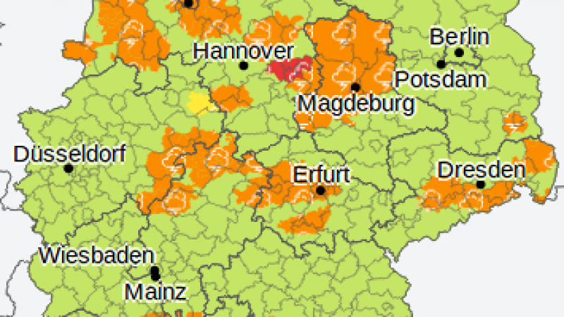 24-h-Wetterwarnung: Gewitter und Starkregen in 9 Regionen Deutschlands