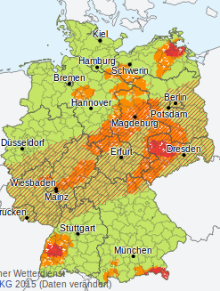 Unwettergefahr in Deutschland, 30. Mai 2017. Foto: screenshot/dwd.de