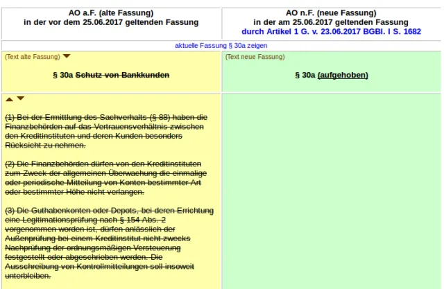 Das Bankgeheimnis wurde gestrichen. Foto: screenshot/buzer.de, 29. Juni 2017
