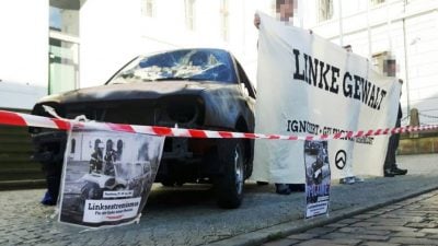 Identitärer Protest gegen Schwesig: Abgebranntes Auto vor Schweriner Staatskanzlei