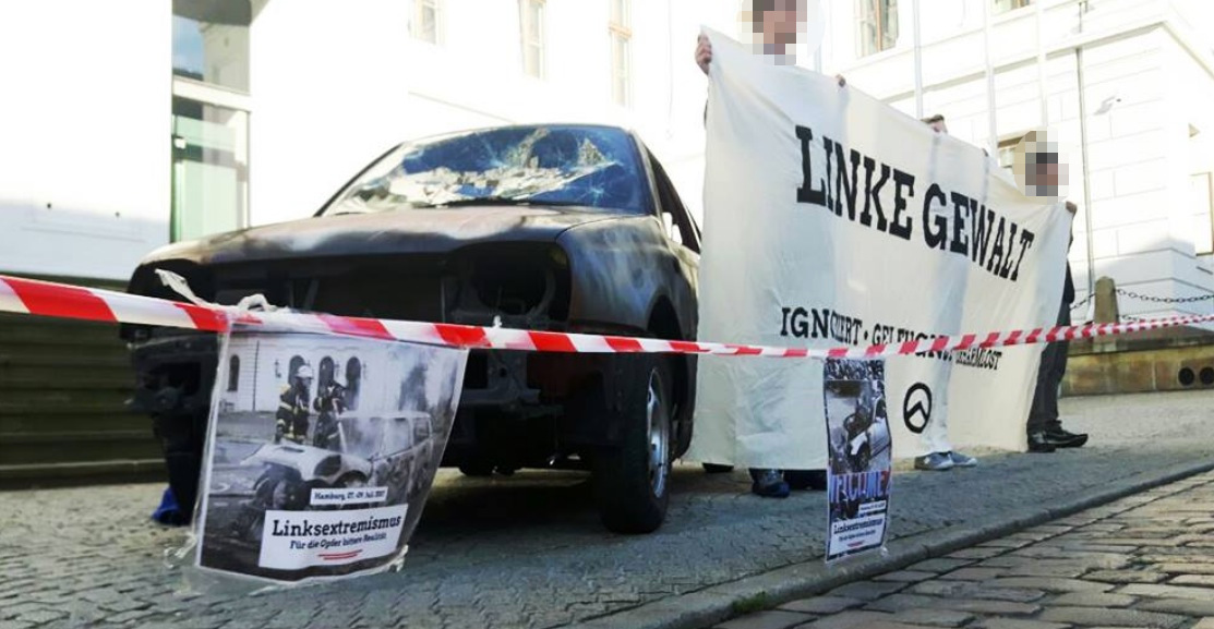 Identitärer Protest gegen Schwesig: Abgebranntes Auto vor Schweriner Staatskanzlei