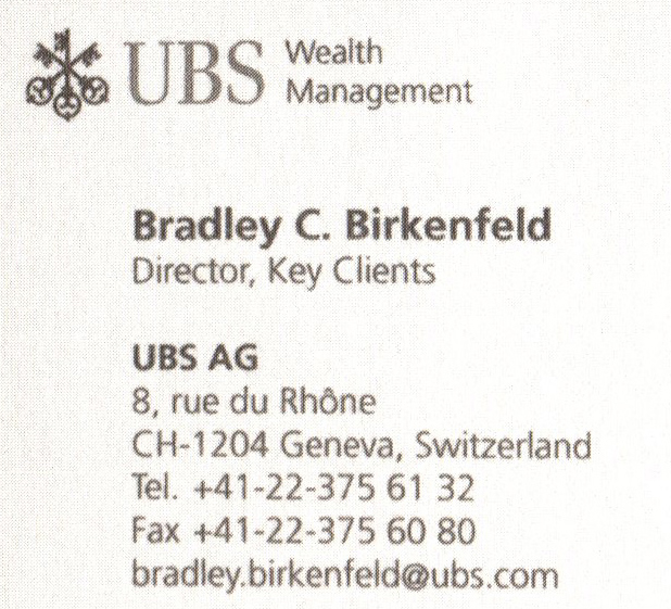 UBS Visitenkarte von Birkenfeld