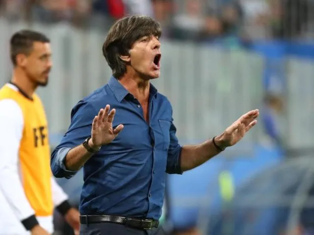 Bundestrainer Joachim Löw versucht seine Spieler zu beruhigen. Foto: Christian Charisius/dpa