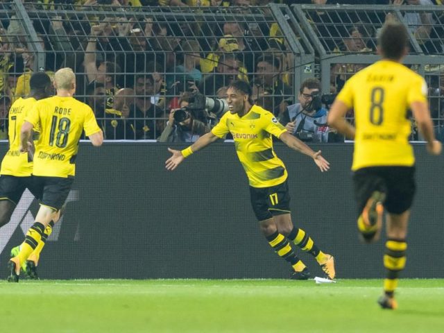 Pierre-Emerick Aubameyang erzielte das 2:1 für Borussia Dortmund. Foto: Marius Becker/dpa