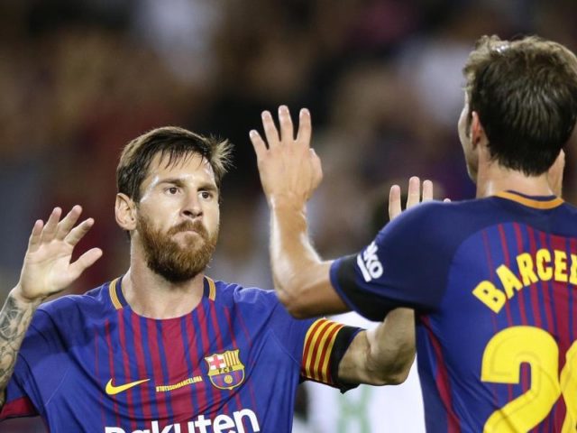 Lionel Messi feierte mit dem FC Barcelona einen Auftaktsieg. Foto: Manu Fernandez/dpa
