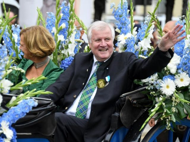 Die Kutsche von Ministerpräsident Horst Seehofer und seiner Frau Karin ist mit Gladiolen in den Landesfarben Weiß und Blau geschmückt. Foto: Tobias Hase/dpa